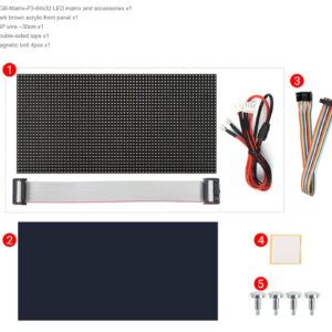 LED Matrix Panel 64x32 Compatible with Arduino Raspberry Pi ESP32, 3mm Pitch 2048 Dots RGB LEDs Module Bare Screen, Allow The Display of animations of Colorful Text Images (192mm×96mm)