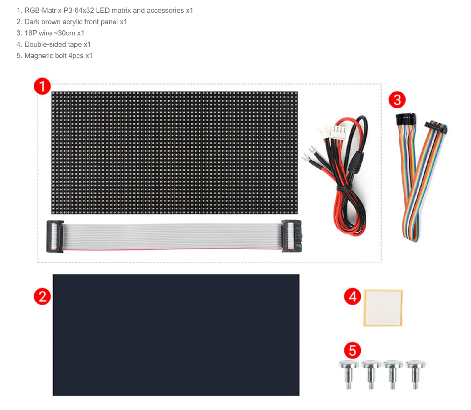 LED Matrix Panel 64x32 Compatible with Arduino Raspberry Pi ESP32, 3mm Pitch 2048 Dots RGB LEDs Module Bare Screen, Allow The Display of animations of Colorful Text Images (192mm×96mm)