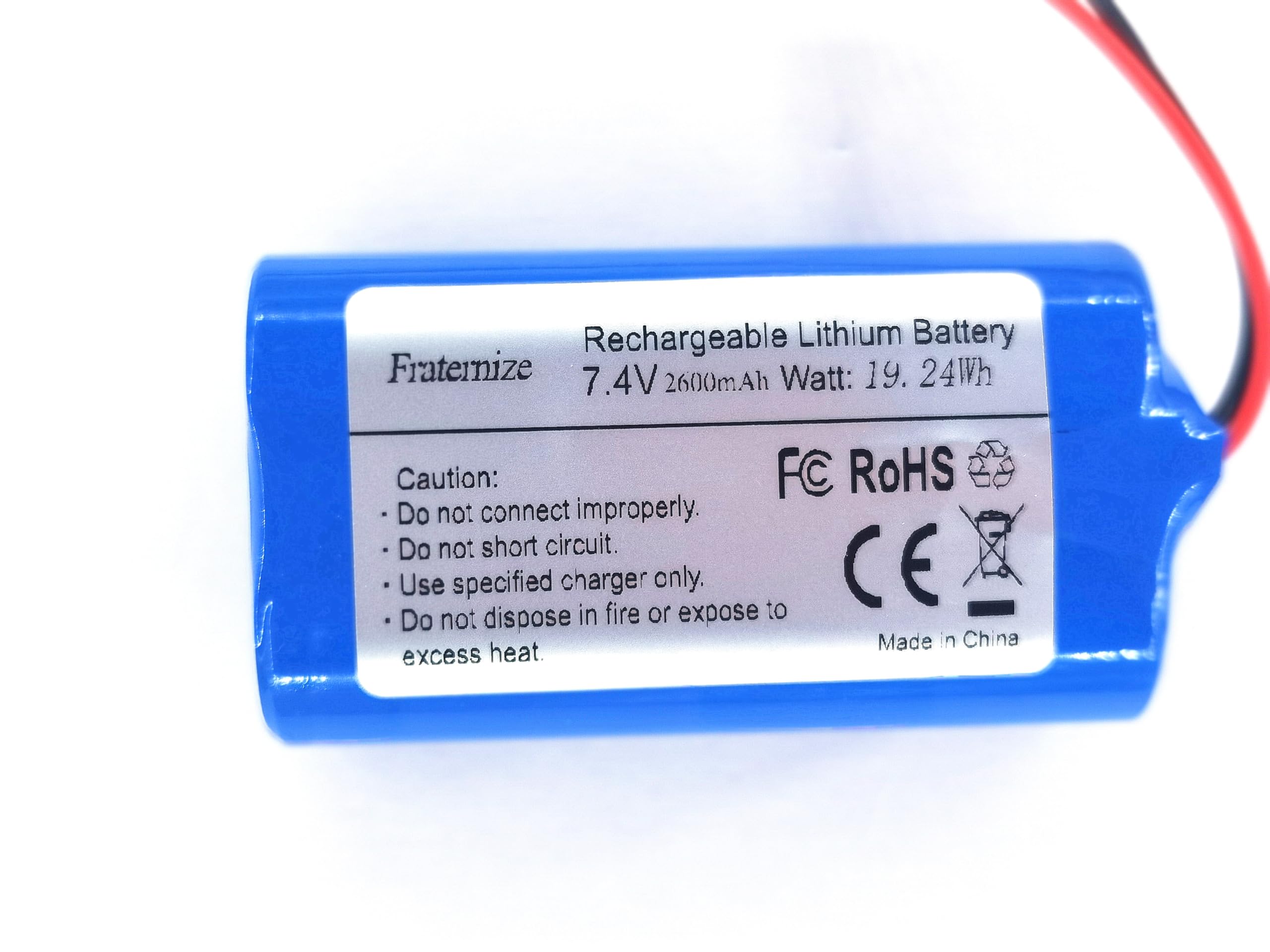 Fraternize 7.4V 2600mAh rechargeable battery lithium li ion batteries with XH2.54-2P Connector for Electronics, Lighting, Equipment 7.4v battery pack