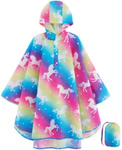 wawsam lightweight kids rain poncho waterproof kids poncho reusable hooded rain jacket for boys girls