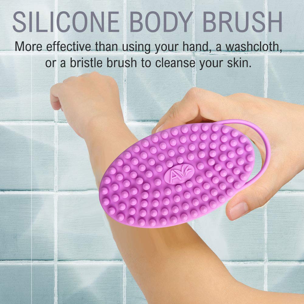 Avilana Blue and Pink Silicone Body Scrubber Bundle - Vibrant and Cheerful Dual-Tone Set