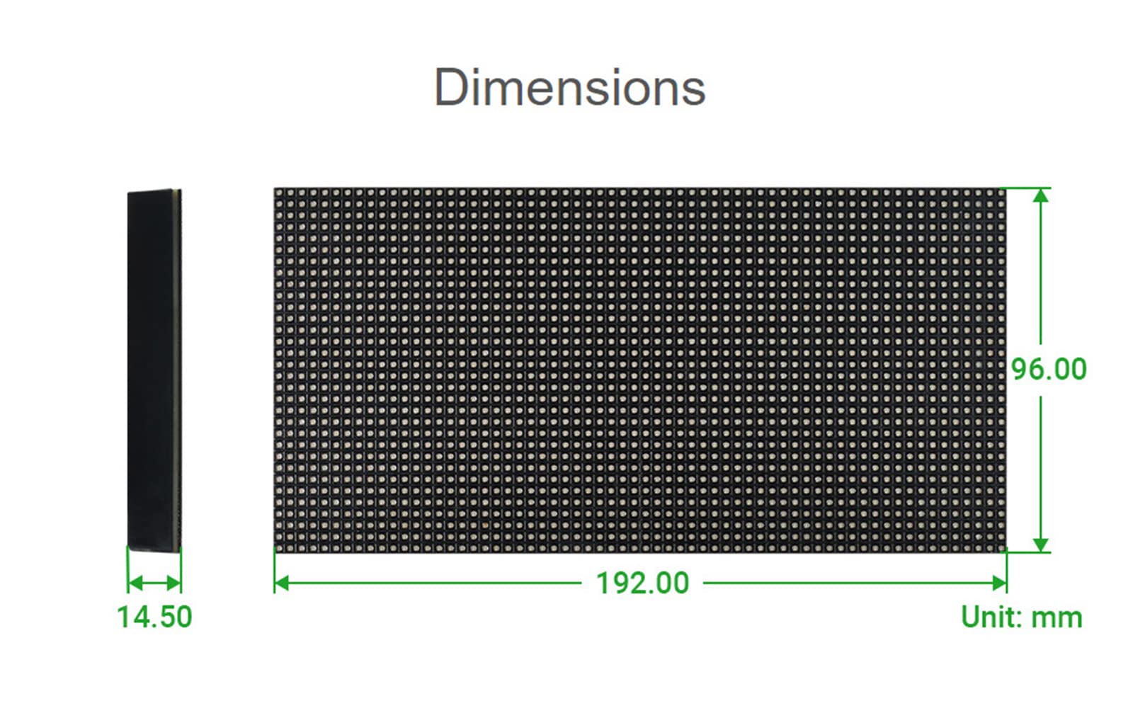 LED Matrix Panel 64x32 Compatible with Arduino Raspberry Pi ESP32, 3mm Pitch 2048 Dots RGB LEDs Module Bare Screen, Allow The Display of animations of Colorful Text Images (192mm×96mm)