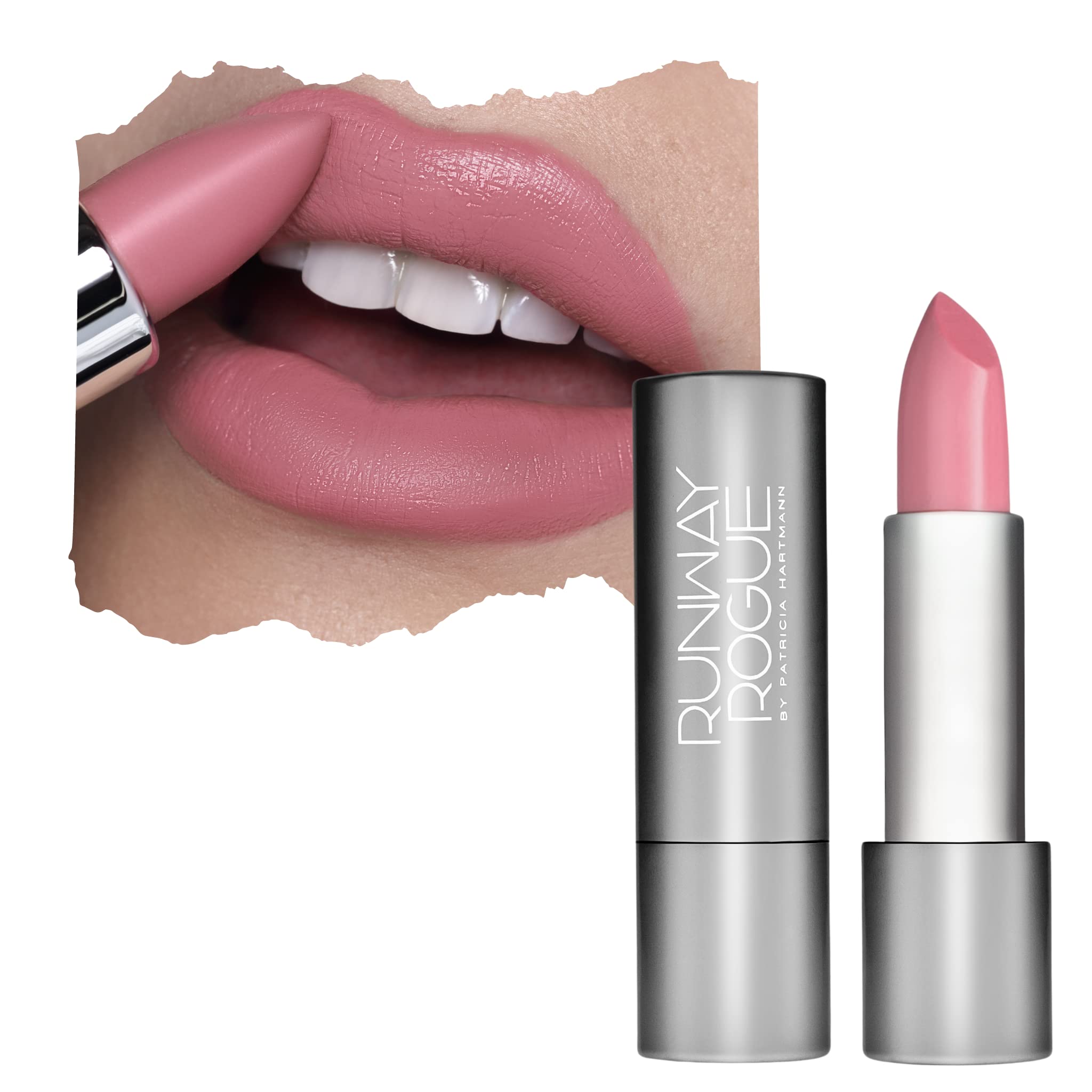 Runway Rogue 90s Vibe Lipstick, Moisturizing Matte Cool-Tone Pale-Rose Lipstick, ‘Patricia’