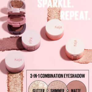 Kaja Beauty Bento Collection - Bouncy Eyeshadow Trio | 16 Peach Madeline | Nude Peach Tone | Vegan, Cruelty free