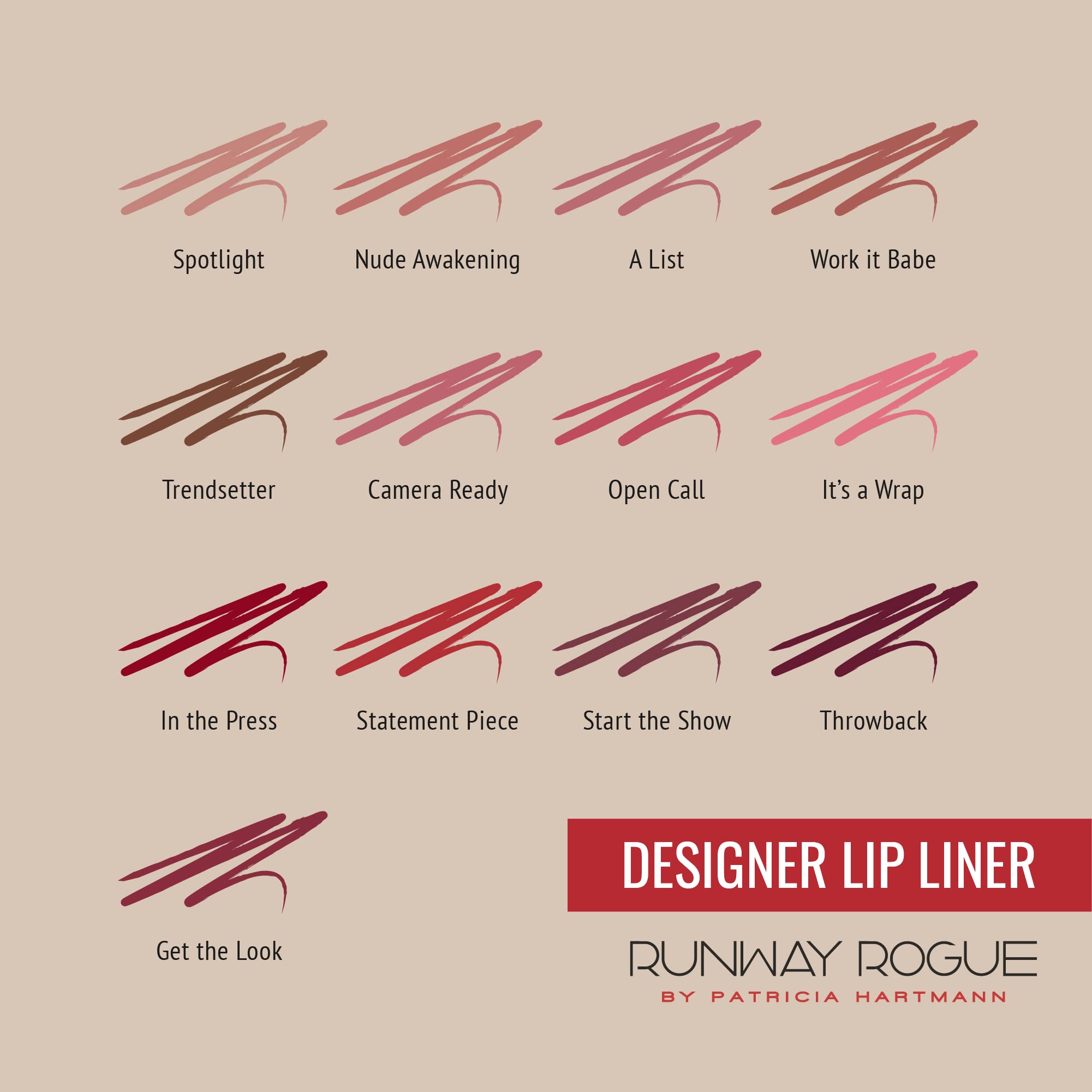 Runway Rogue Designer Liner Lip Pencil, Matte Medium Dusty-Rose Lip-Liner Pencil and Lip-Liner Sharpener, ‘Work It Babe’