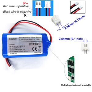 Fraternize 7.4V 2600mAh rechargeable battery lithium li ion batteries with XH2.54-2P Connector for Electronics, Lighting, Equipment 7.4v battery pack