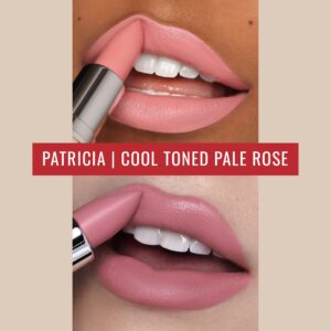 Runway Rogue 90s Vibe Lipstick, Moisturizing Matte Cool-Tone Pale-Rose Lipstick, ‘Patricia’