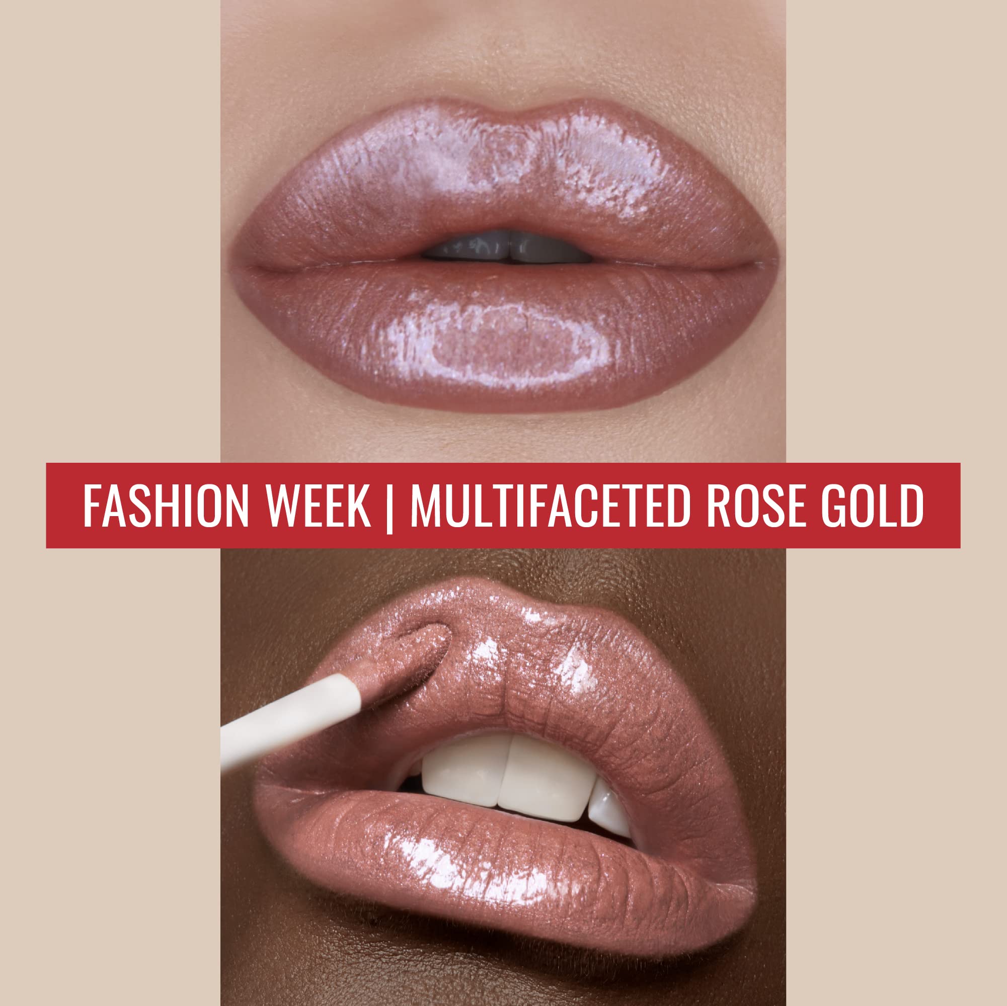 Runway Rogue LuxGloss Lip Gloss, High-Pigment Shimmer Rose-Gold Lip Gloss, ‘Fashion Week’