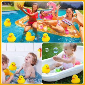 4 Pieces 7 Inches Large Yellow Rubber Ducks, Large Bath Duck Squeak Rubber Duck Float Shower Rubber Ducks Party Decoration Fun Squeak Yellow Duck Pool Toy for Shower Birthday