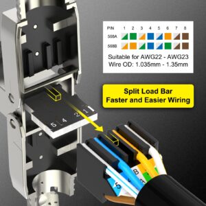 VCELINK RJ45 Connectors Tool Free Cat 7, Shielded RJ45 Modular Plugs 10 Gbps 600MHz PoE++, Reusable Easy CAT7 Ends for 23 AWG-22 AWG LAN Cable, 2-Pack