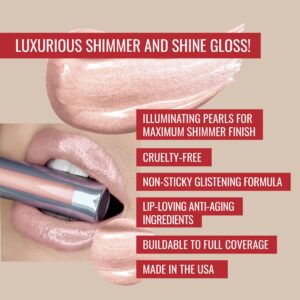 Runway Rogue LuxGloss Lip Gloss, High-Pigment Shimmer Pale-Nude Lip Gloss, ‘Photo Filter’