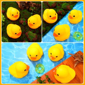 4 Pieces 7 Inches Large Yellow Rubber Ducks, Large Bath Duck Squeak Rubber Duck Float Shower Rubber Ducks Party Decoration Fun Squeak Yellow Duck Pool Toy for Shower Birthday