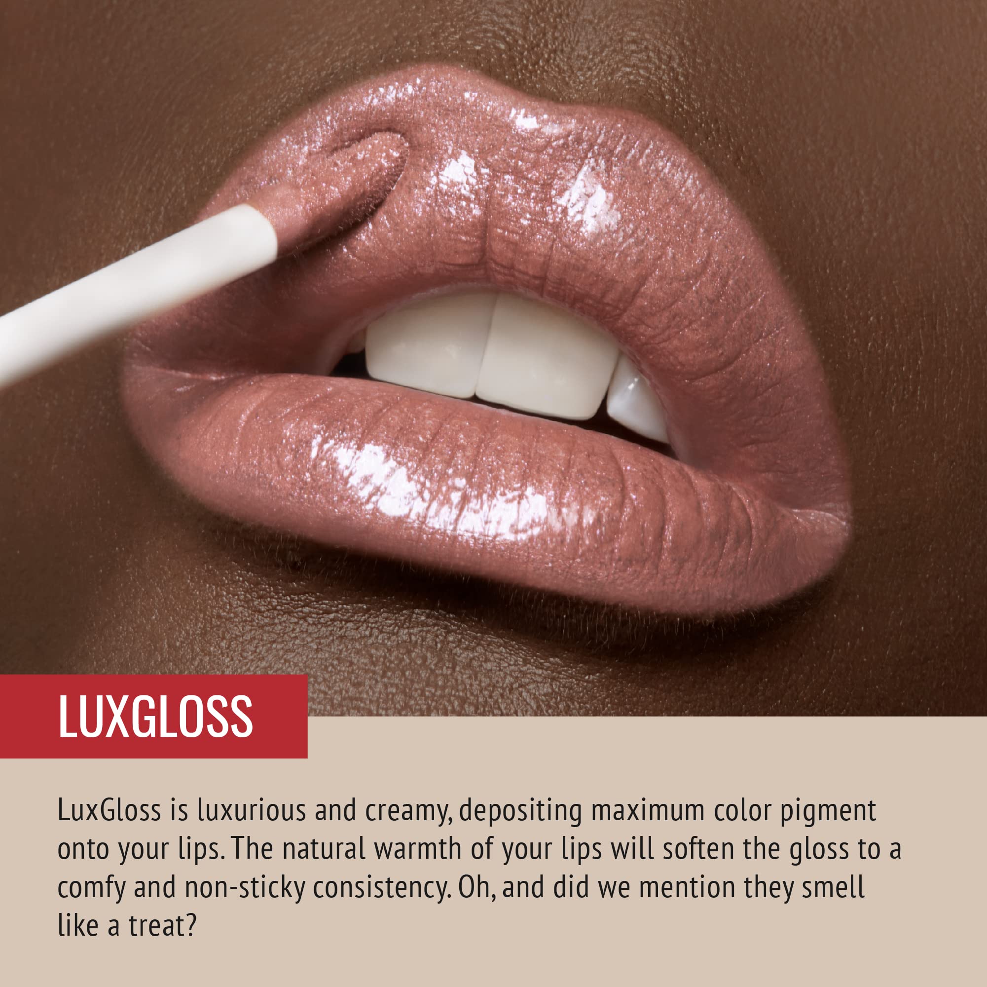 Runway Rogue LuxGloss Lip Gloss, High-Pigment Shimmer Soft Muted Rose-Gold Lip Gloss, ‘Strike a Pose’