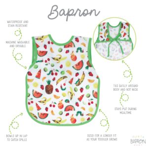 BapronBaby Eric Carle Tropical Fruit Bundle - Bapron (Sz Baby/Toddler 6m-3T) + Wet Bag 11" x 9" Bundle - Soft Waterproof Stain Resistant Bib - Machine Washable