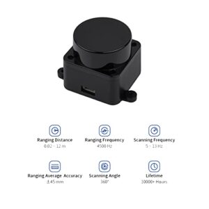 youyeetoo FHL-LD19 Lidar Sensor - 12Meter (39ft) 360° Ranging - Walnut Size, 30K lux Resistant - Provide ROS/ROS2/C/C++ SDK Raspberry Tutorial for Robots Drone SLAM, Lidar Scanner Kit with Adapter