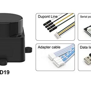 youyeetoo FHL-LD19 Lidar Sensor - 12Meter (39ft) 360° Ranging - Walnut Size, 30K lux Resistant - Provide ROS/ROS2/C/C++ SDK Raspberry Tutorial for Robots Drone SLAM, Lidar Scanner Kit with Adapter