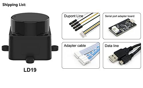 youyeetoo FHL-LD19 Lidar Sensor - 12Meter (39ft) 360° Ranging - Walnut Size, 30K lux Resistant - Provide ROS/ROS2/C/C++ SDK Raspberry Tutorial for Robots Drone SLAM, Lidar Scanner Kit with Adapter