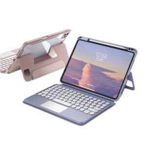 pboyiqis keyboard case for ipad 9/ipad 8/ipad 7/air3/pro 10.5 with pnecil holder,trackpad keyboard & detachable magnetic clear back shell cover,teal