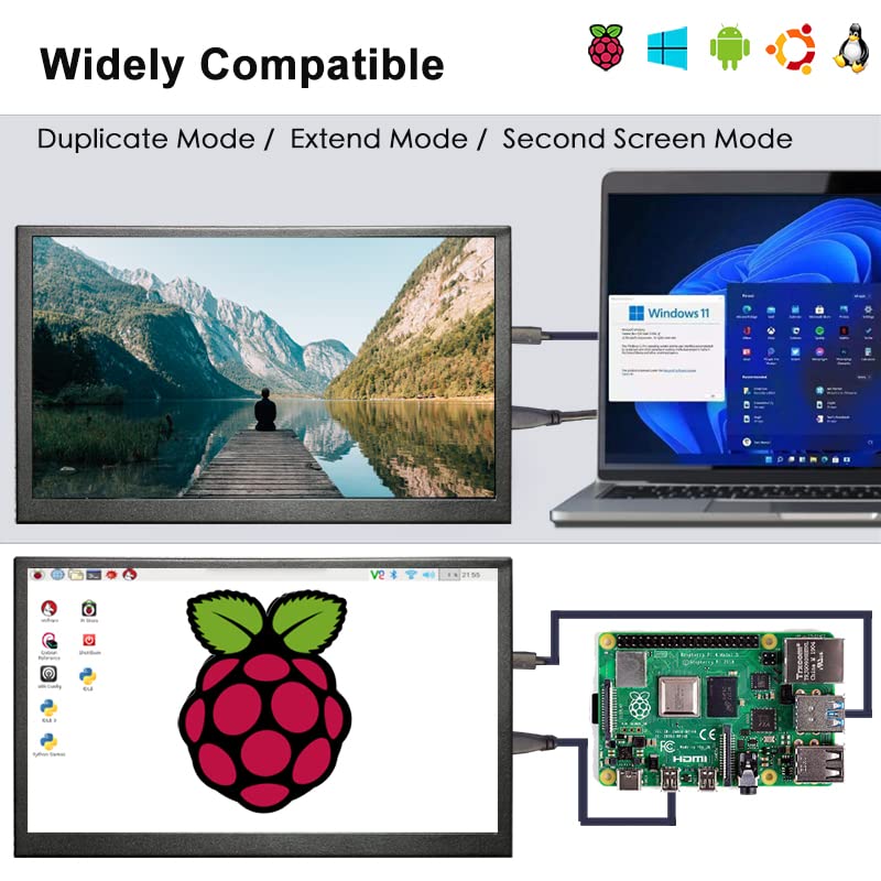 LESOWN 10.1 inch LCD Display LCD Screen, HD 1024x600 IPS Portable Monitor with Dual Speakers for PS4 Series Raspberry Pi PC