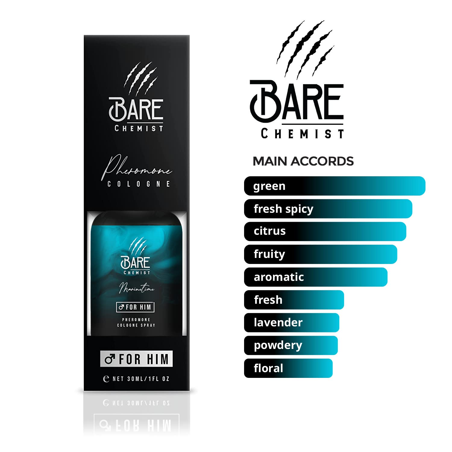 Bare Chemist Pheromones for Men to Attract Women (Maritime) Cologne - Pheromone Cologne Spray [Attract Women] - Extra Strong, Concentrated Proven Pheromone Formula