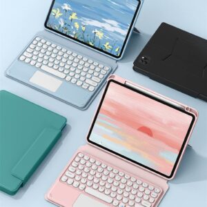 PboyiqiS Keyboard Case for iPad 9/iPad 8/iPad 7/Air3/Pro 10.5 with Pnecil Holder,Trackpad Keyboard & Detachable Magnetic Clear Back Shell Cover,Teal