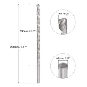 uxcell 7mm Twist Drill Bits, High-Speed Steel Straight Shank Extra Long Drill Bit 200mm Length for Wood Plastic Aluminum