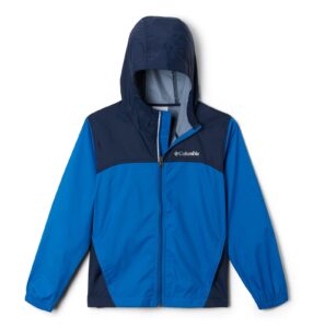 columbia youth boys glennaker rain jacket, bright indigo/collegiate navy, x-small