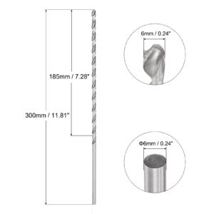 uxcell 6mm Twist Drill Bits, High-Speed Steel Straight Shank Extra Long Drill Bit 300mm Length for Wood Plastic Aluminum