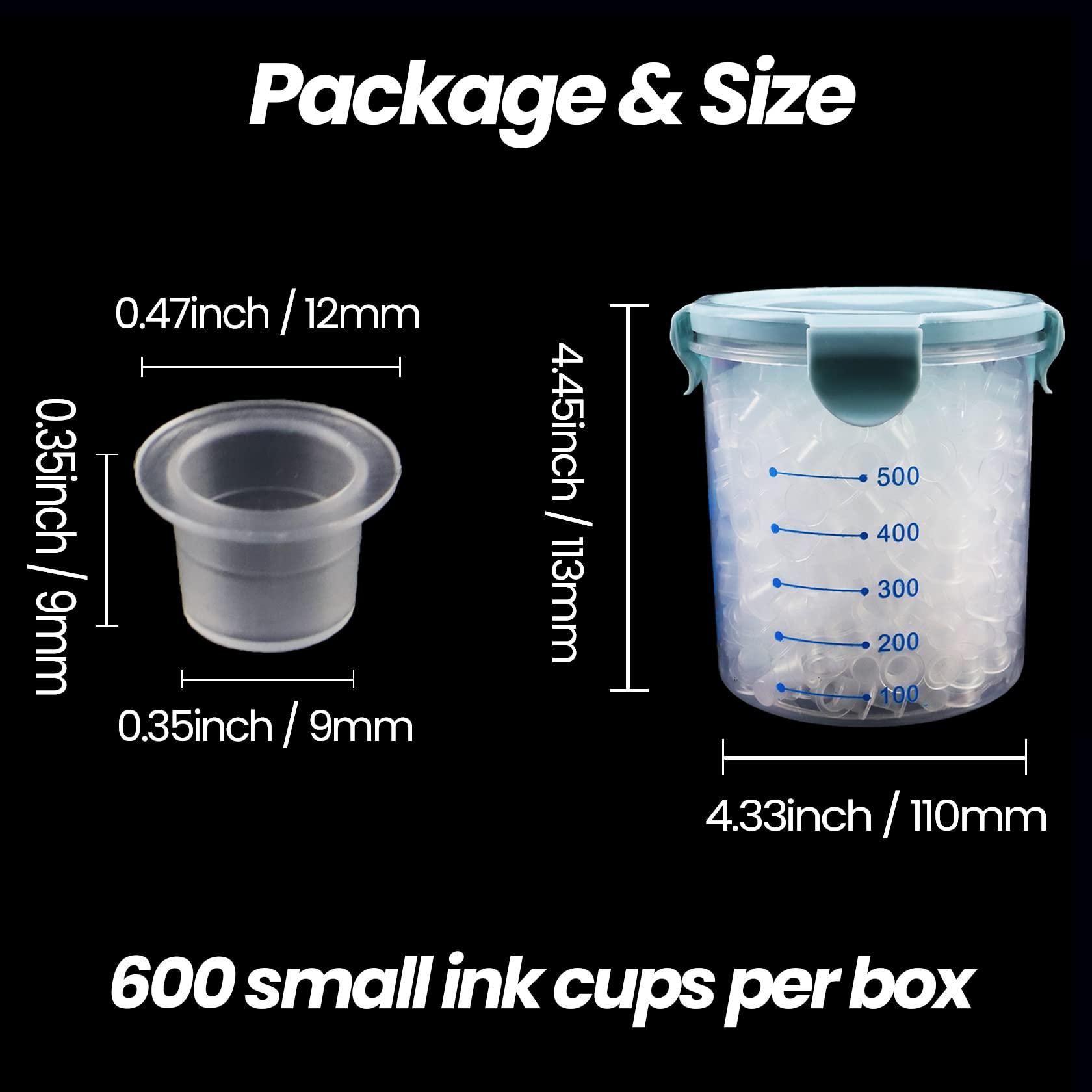 Tattoo Ink Caps,Inartato 600pcs Ink Cups for Tattooing Permanent Makeup Container Tattoo Supplies and Equipment, Tattoo Accessories Kit (Small-600pcs with Box)