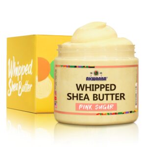 akwaaba whipped shea butter (pink sugar) - nourishes, moisturizes & soothes | pure shea butter | no dyes & parabens | 12 oz / 340 g