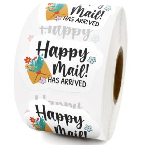 Happy Mail Has Arrived Cute Small Shop Happy Mail Stickers, Online Retailers Small Business Small Shop Thank You Stickers Gift Bags Packages Envelopes Labels, 500 Labels Per Roll