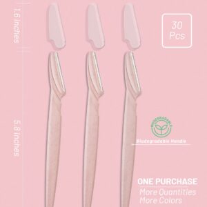 Dermaplaning Tool for Face, 30 Pcs Dermaplane Razor for Face, Multipurpose Face Razors for Women and Men by MoHern, Pink