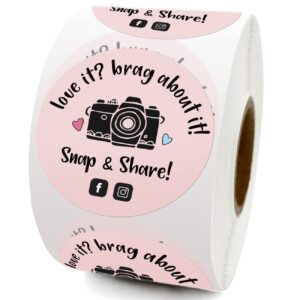 Cute Snap Share with Camera Design Thank You Stickers, Online Retailers Small Business Small Shop Gift Bags Packages Labels Envelopes Stickers, 500 Labels Per Roll