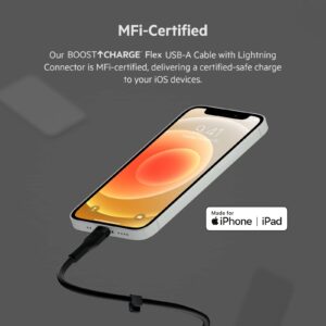 Belkin BoostCharge Flex Silicone USB Type A to Lightning Cable (1M/3.3FT), MFi Certified Charging Cable for iPhone 13, 12, 11, Pro, Max, Mini, SE, iPad and More, 2-pack, Black