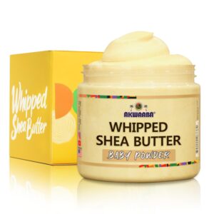 akwaaba whipped shea butter (baby powder) - nourishes, moisturizes & soothes | pure shea butter | no dyes & parabens | 12 oz / 340 g