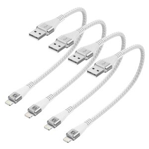 short iphone charger cord 1 foot 4pack [apple mfi certified] iphone cable braided usb a to lightning cable compatible with iphone 14 13 12 11 pro max mini xs xr 8 7 6s se, ipad/ipod/airpods