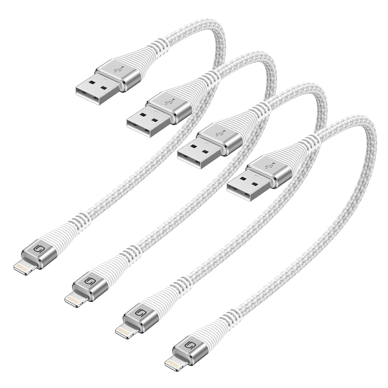 Short iPhone Charger Cord 1 Foot 4Pack [Apple MFi Certified] iPhone Cable Braided USB A to Lightning Cable Compatible with iPhone 14 13 12 11 Pro Max Mini XS XR 8 7 6s SE, iPad/iPod/AirPods