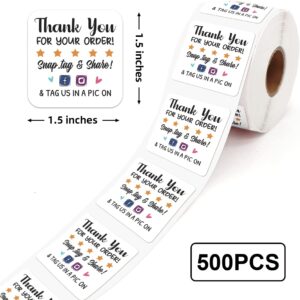 Thank You for Your Order Cute Small Shop Stickers, Online Retailers Small Business Small Shop Thank You Stickers Gift Bags Packages Envelopes Labels, 500 Labels Per Roll