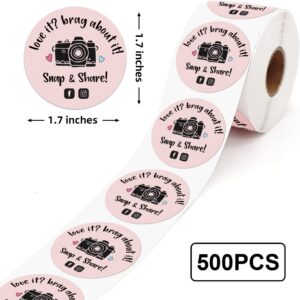 Cute Snap Share with Camera Design Thank You Stickers, Online Retailers Small Business Small Shop Gift Bags Packages Labels Envelopes Stickers, 500 Labels Per Roll