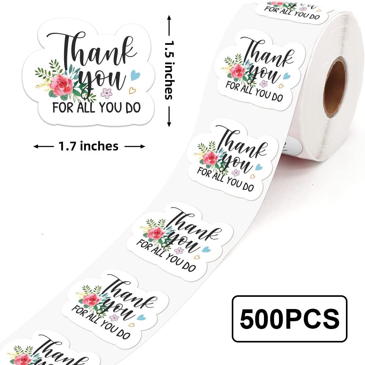 PNTKION Thank You for All You Do Cute Small Shop Stickers, 500 Labels Per Roll