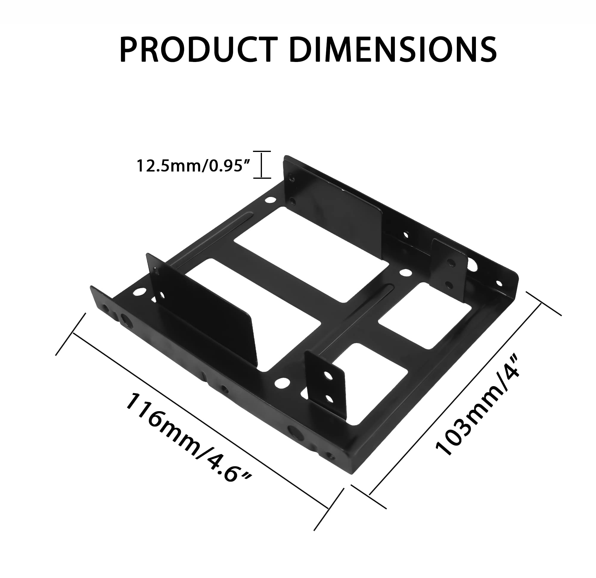 YAODHAOD Dual SSD Mounting Bracket, 2.5 to 3.5 Internal Hard Drive Adapter, SSD HDD Drive Bays Metal Mounting Holder Kit (Pack of 2) (Dual SSD Adapter)