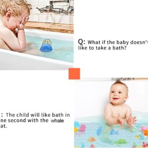 Baby Bath Mat for Tub for Kids, 40in x 16in Non Slip Cartoon Bath Tub Shower Mat Anti Slip with Drain Holes and Suction Cups Machine Washable, Little Whale