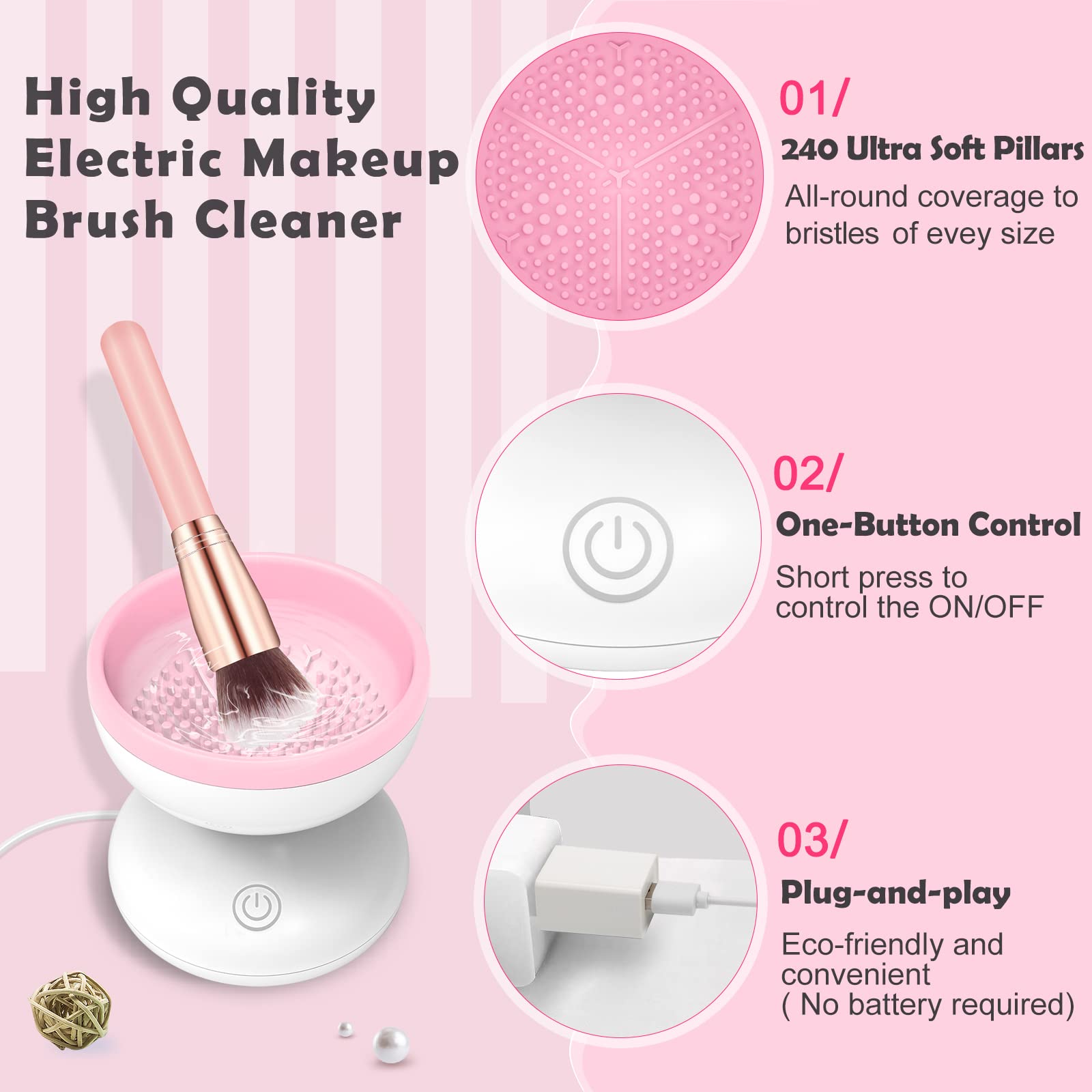 Electric Makeup Brush Cleaner Newest Design, Luxiv Wash Makeup Brush Cleaner Machine Fit for All Size Brushes Automatic Spinner Machine, Painting Brush Cleaner