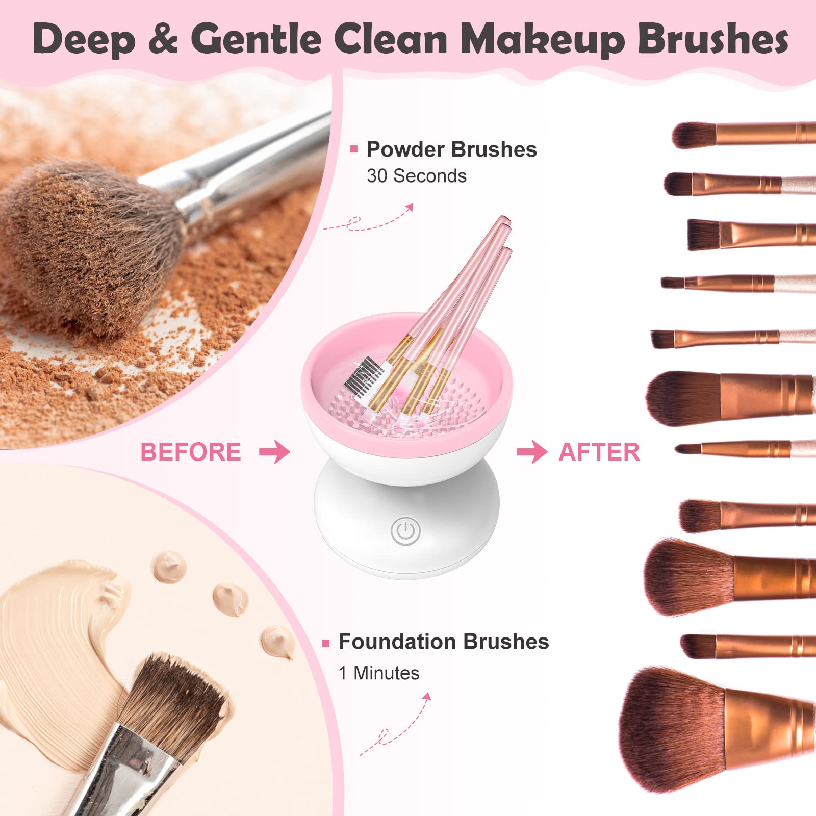 Electric Makeup Brush Cleaner Newest Design, Luxiv Wash Makeup Brush Cleaner Machine Fit for All Size Brushes Automatic Spinner Machine, Painting Brush Cleaner