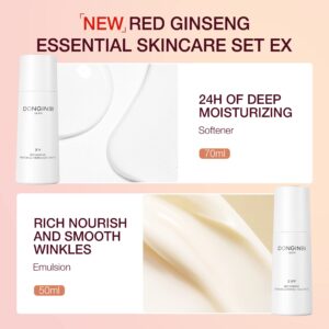 [Upgraded] DONGINBI Korean Red Ginseng Essential Care Set EX, Anti Aging Skin Care Routine Kit - Skin Moisturizing For All Skin Type