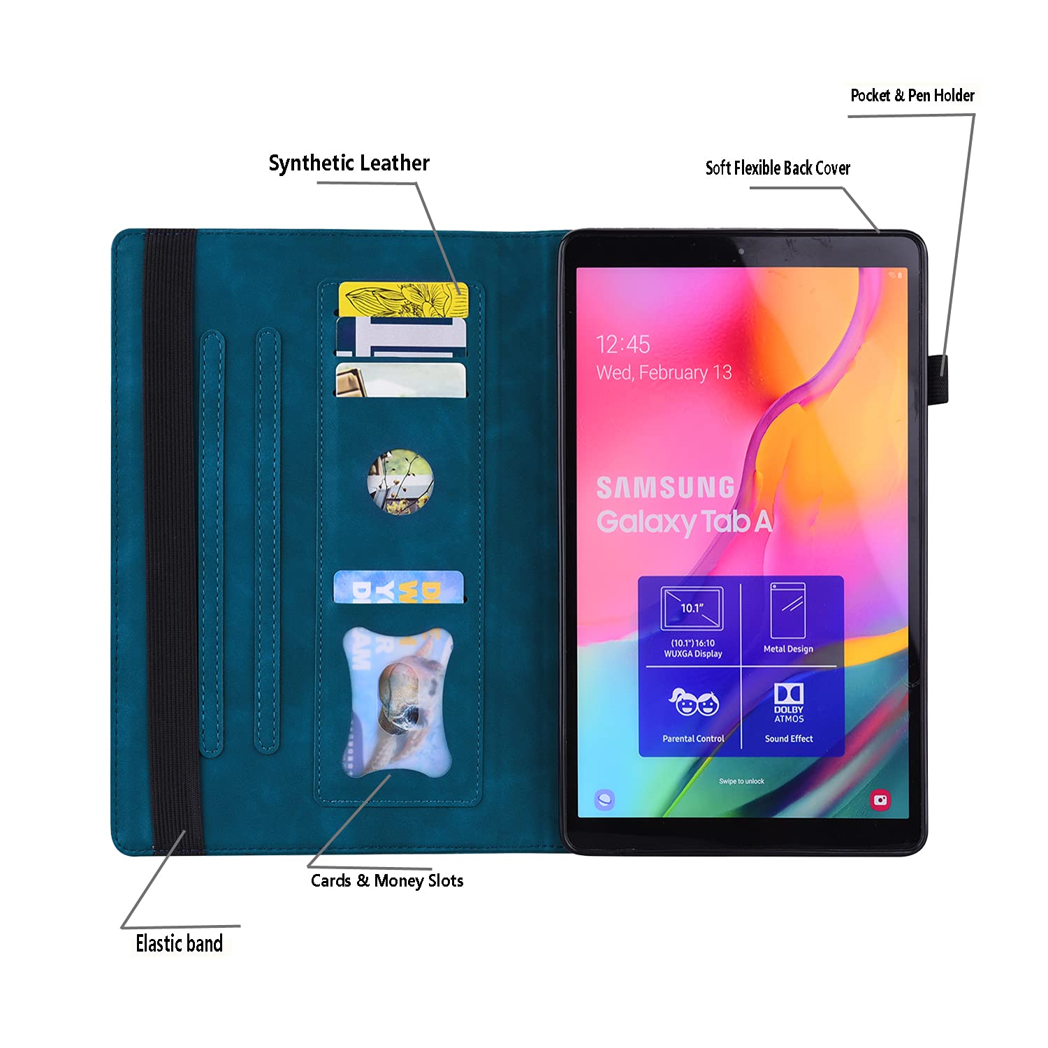 Varohix Lenovo Tab M8 / Tab M8 HD LTE / Smart Tab M8 / Tab M8 FHD Case 8.0 Inch Folio Stand Shell Cover Leather Card Holder Lenovo M8 TB-8505F TB-8505X TB-8505FS TB-8705F TB-8705N,Peacock Blue