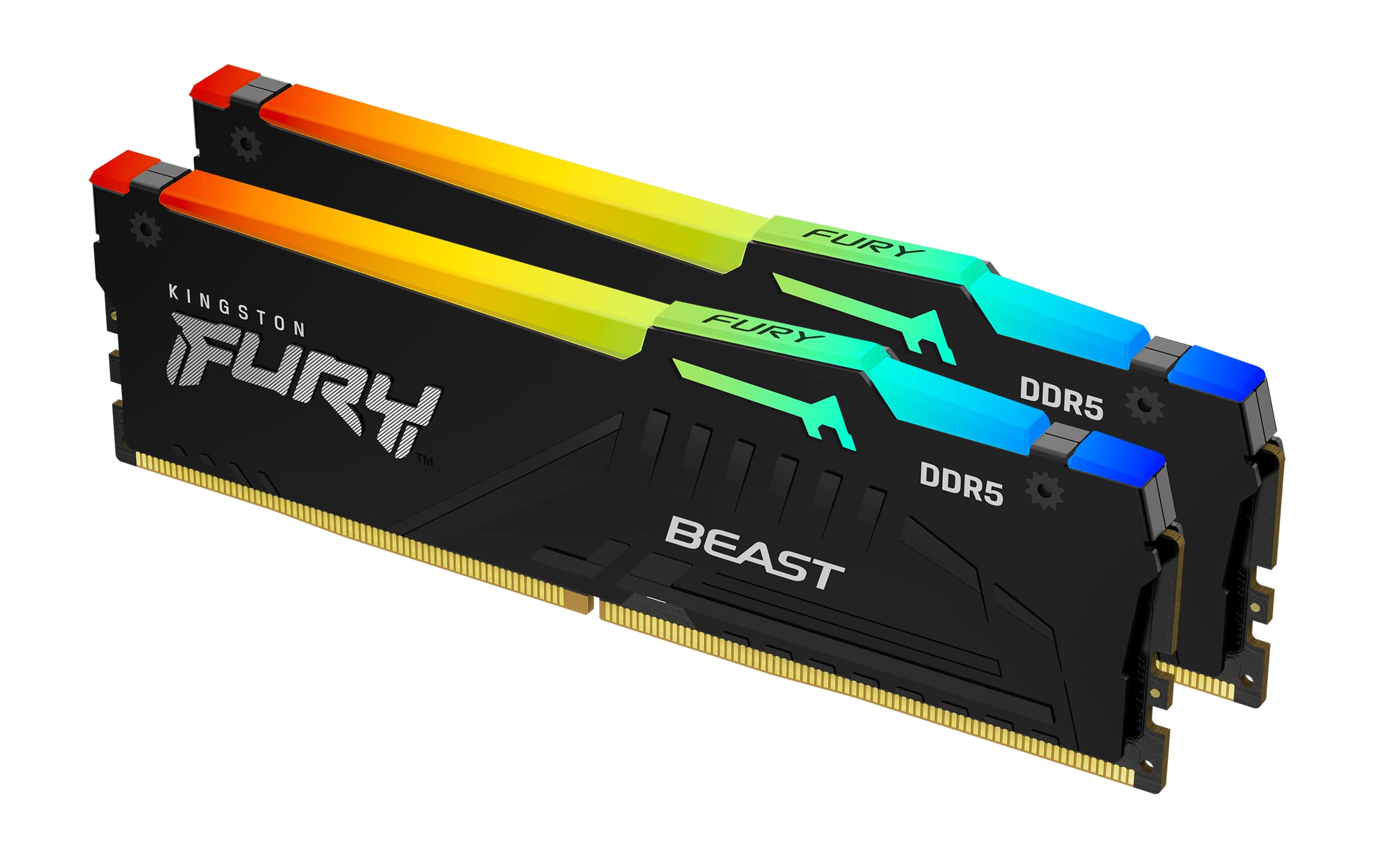 Kingston Fury Beast RGB 32GB 6000MT/s DDR5 CL40 DIMM Desktop Memory (Kit of 2) Single Module | Intel XMP 3.0 | Infrared Sync Technology | Overclocking Stability | KF560C40BBAK2-32