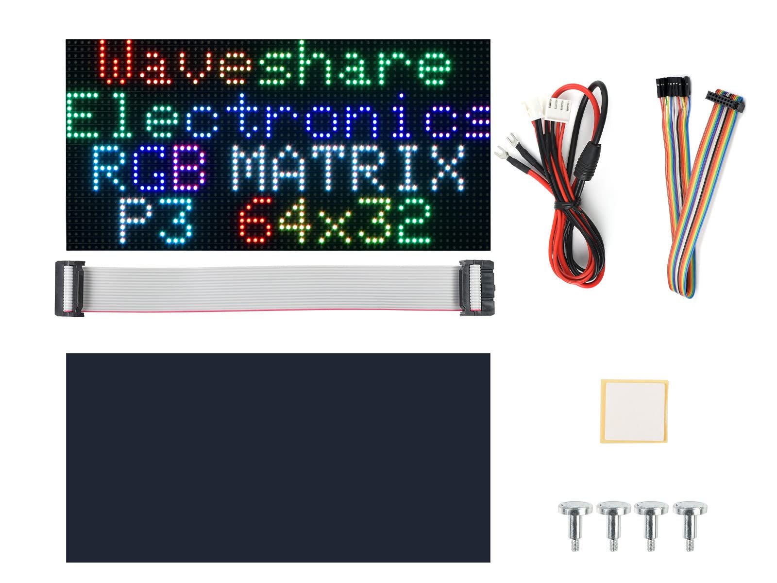 waveshare RGB Full-Color LED Matrix Panel Display Screen 64×32 Pixels 3mm Pitch LED Module Compatible with Raspberry Pi Pico, ESP32, Arduino,2048 Individual RGB LEDs,Adjustable Brightness