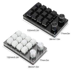 Arsor One Handed Programmable Mechanical Keyboard, 12 Keys RGB Multifunctional Gaming Keypad Macro Keyboard with Knob Plug and Play for Windows(Black White)