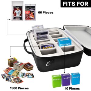 Battery Organizer Storage Case, Batteries Holder Container Carrying Hard Bag Box + Graded Card Storage Box Compatible with 66+ BGS PSA FGS Graded Sports Trading Cards